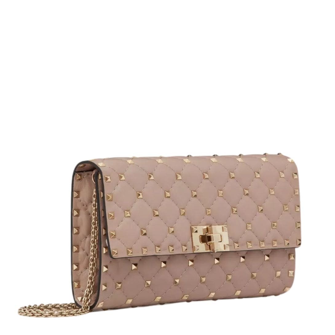VALENTINO GARAVANI ROCKSTUD SPIKE NAPPA LEATHER CROSSBODY CLUTCH BAG - Image 3