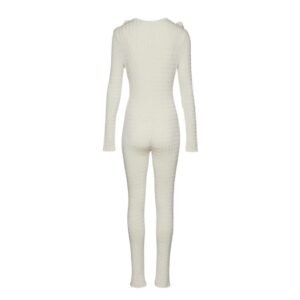 MAGDA BUTRYM ROSETTE CABLE KNIT SILK JUMPSUIT IN CREAM