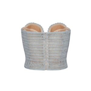 MAGDA BUTRYM CROCHET BUSTIER TOP IN LIGHT BLUE