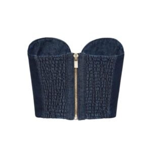 MAGDA BUTRYM DENIM CORSET TOP IN INDIGO