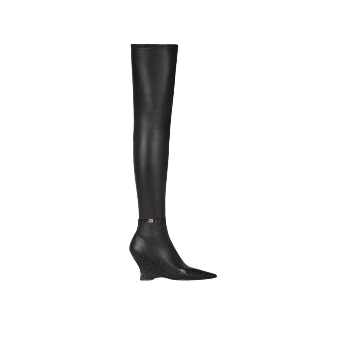 GIVENCHY RAVEN OVER THE KNEE BOOTS IN LEATHER AND AYERS - Image 5