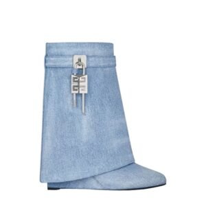 GIVENCHY SHARK LOCK ANKLE BOOTS IN WASHED DENIM