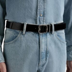 BALLY EMBLEM 35MM BELT IN BLACK PATENT LEATHER