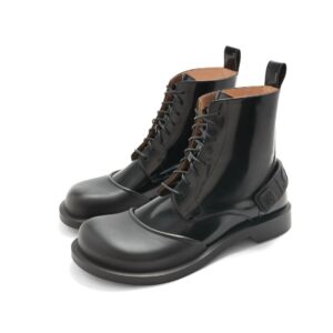 LOEWE CAMPO LACE UP BOOTIE IN BRUSHED CALFSKIN AND RUBBER