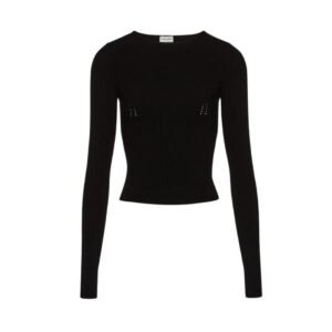 MAGDA BUTRYM SCULPTED RIB KNIT TOP IN BLACK
