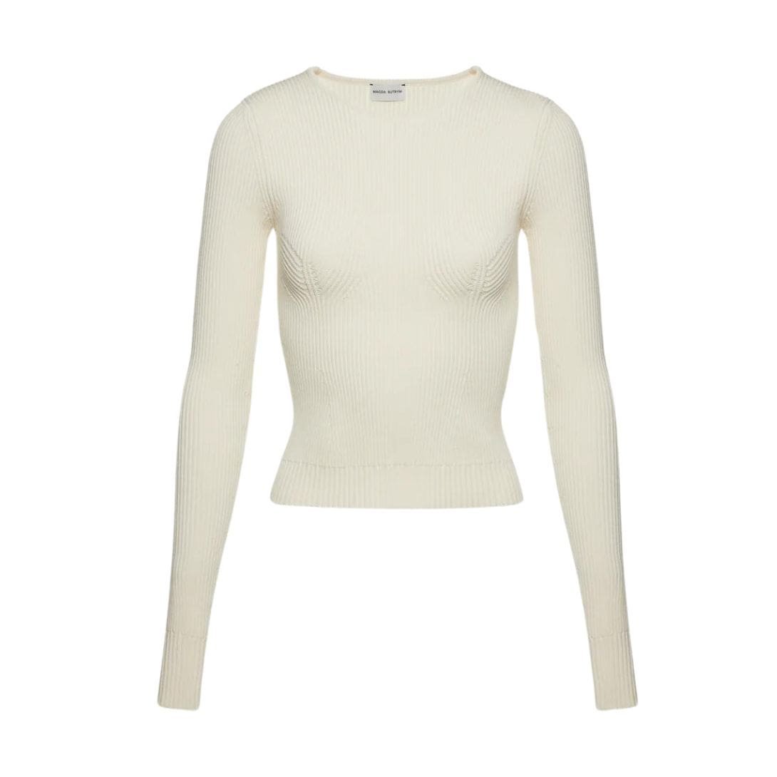 MAGDA BUTRYM SCULPTED RIB KNIT TOP IN CREAM