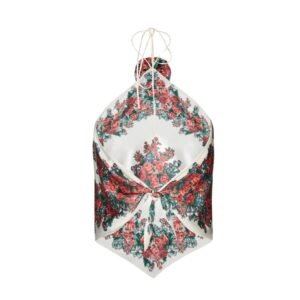 MAGDA BUTRYM SILK CHOKER BANDANA TOP IN FLORAL PRINT