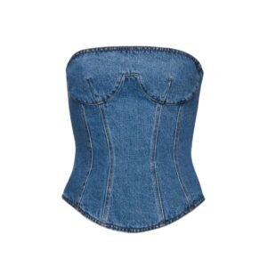 MAGDA BUTRYM STRAPLESS STITCH CORSET IN BLUE