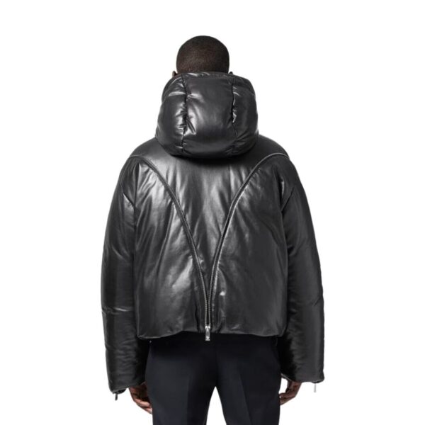 VERSACE LEATHER ZIP PUFFER JACKET - Image 4