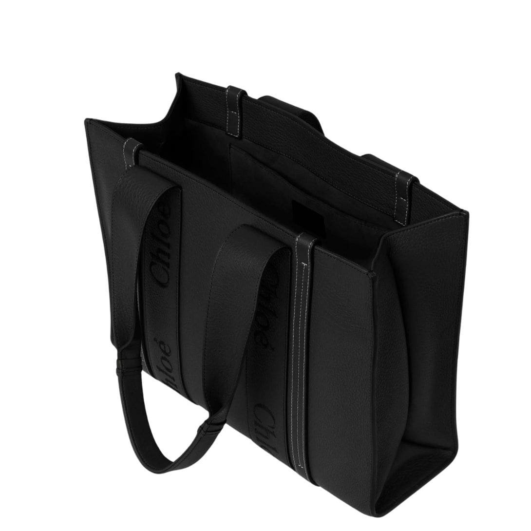 CHLOE MEDIUM WOODY TOTE BAG BLACK - Image 5