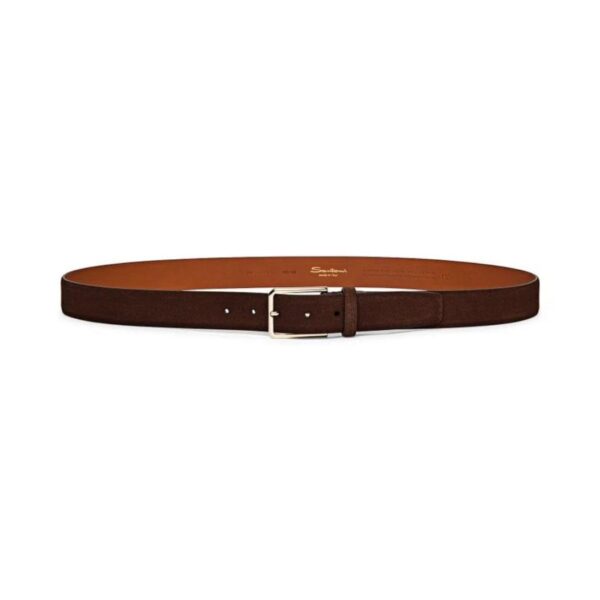 SANTONI BROWN SUEDE ADJUSTABLE BELT - Image 2