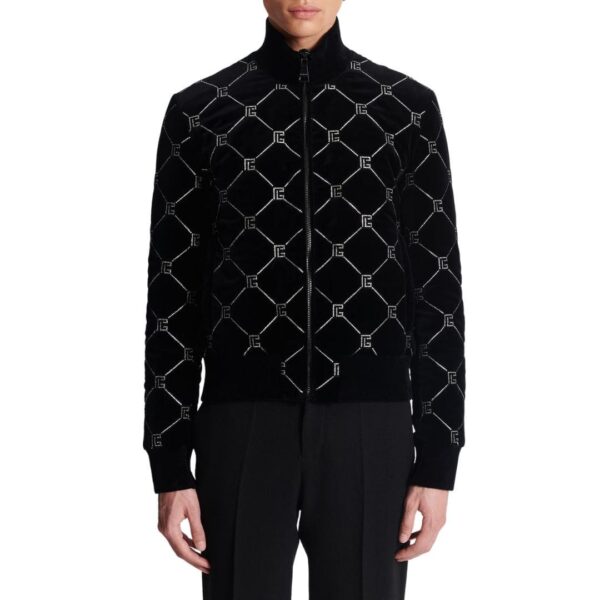 BALMAIN QUITED RHINESTONE BOMBER JACKET - Image 5