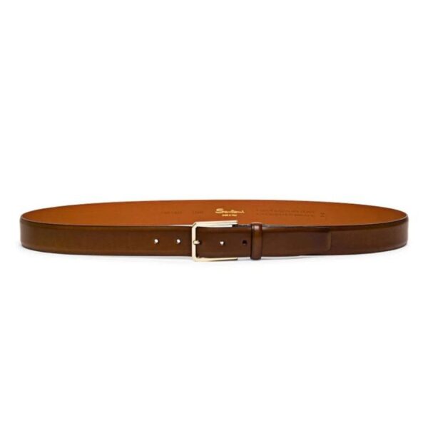 SANTONI MEN’S BROWN LEATHER ADJUSTABLE BELT - Image 2