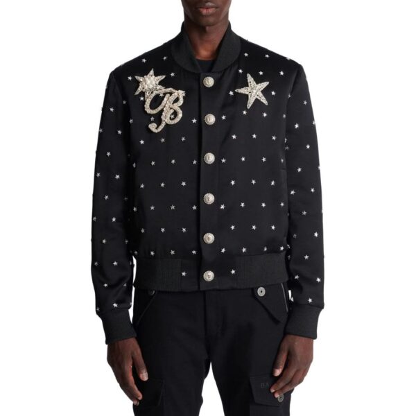 BALMAIN STARS EMBROIDERED BOMBER JACKET - Image 5