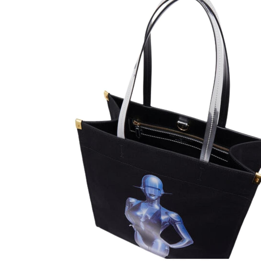STELLA MCCARTNEY SEXY ROBOT GRAPHIC ORGANIC COTTON CANVAS TOTE BAG - Image 3