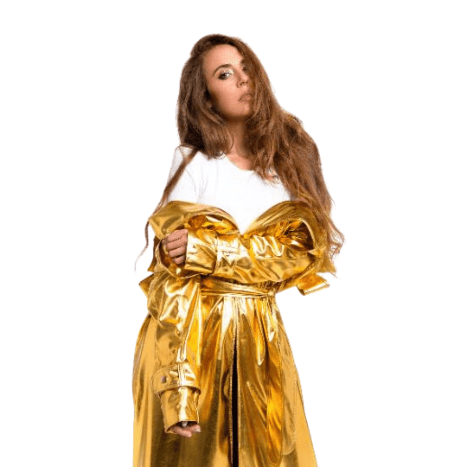 Gold Leather Coat Women - Image 4