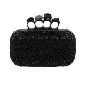 ALEXANDER MCQUEEN WOMANS KNUCKLE CLUTCH WITH CHAIN IN BLACK