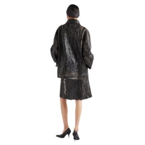 PRADA NAPPA LEATHER PATCHORK SKIRT