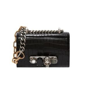 ALEXANDER MCQUEEN WOMANS MINI JEWELLED SATCHEL IN BLACK