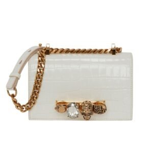 ALEXANDER MCQUEEN WOMANS MINI JEWELLED SATCHEL DEEP LVORY