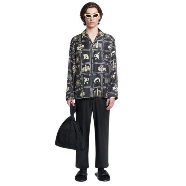 NANUSHKA JELMER PRINTED SILK-TWILL SHIRT FOLK ART BLACK - Image 3