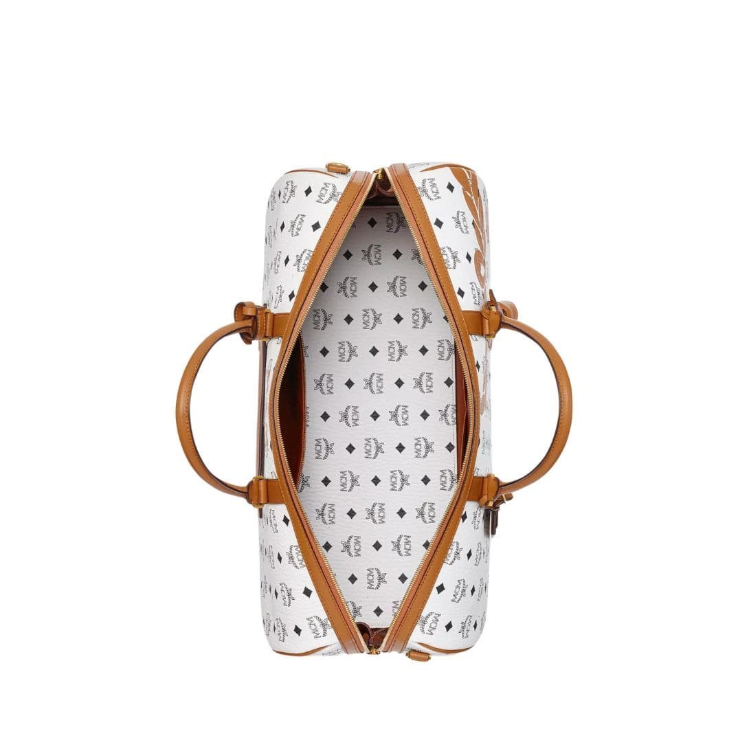 MCM OTTOMAR WEEKENDER BAG IN MEGA LAUREL VISETOS WHITE - Image 4