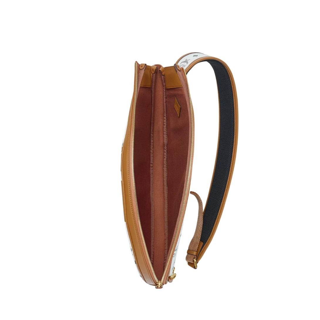 MCM TENNIS RACKET COVER IN MEGA LAUREL VISETOS WHITE - Image 4