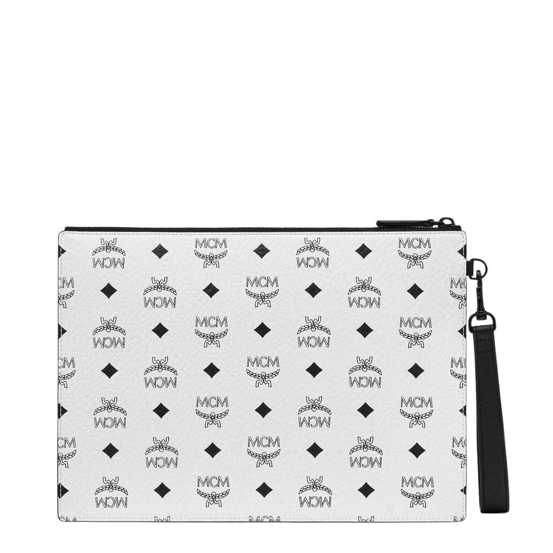 MCM AREN WRISTLET ZIP POUCH IN VISETOS WHITE - Image 3