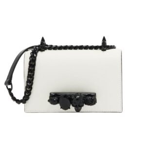 ALEXANDER MCQUEEN WOMANS MINI JEWELLED SATCHEL IN SOFT LVORY
