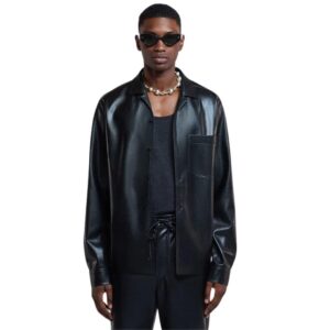 NANUSHKA DUCO OKOBOR ALT-LEATHER LONG SLEEVE SHIRT