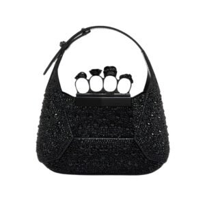 ALEXANDER MCQUEEN WOMENS THE JEWELLED HOBO MINI BAG IN BLACK