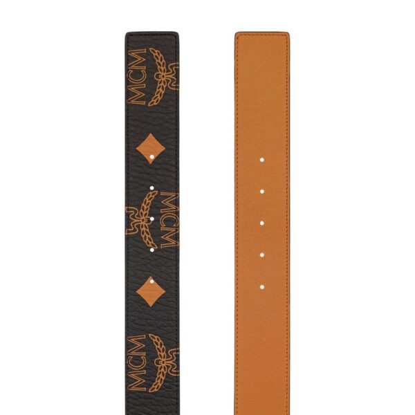 MCM CLAUS LAUREL M REVERSIBLE BELT 1.75” IN MAXI VISETOS BLACK/COGNAC - Image 3