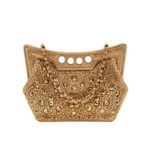 ALEXANDER MCQUEEN WOMENS THE MICRO PEAK BAG IN GOLD