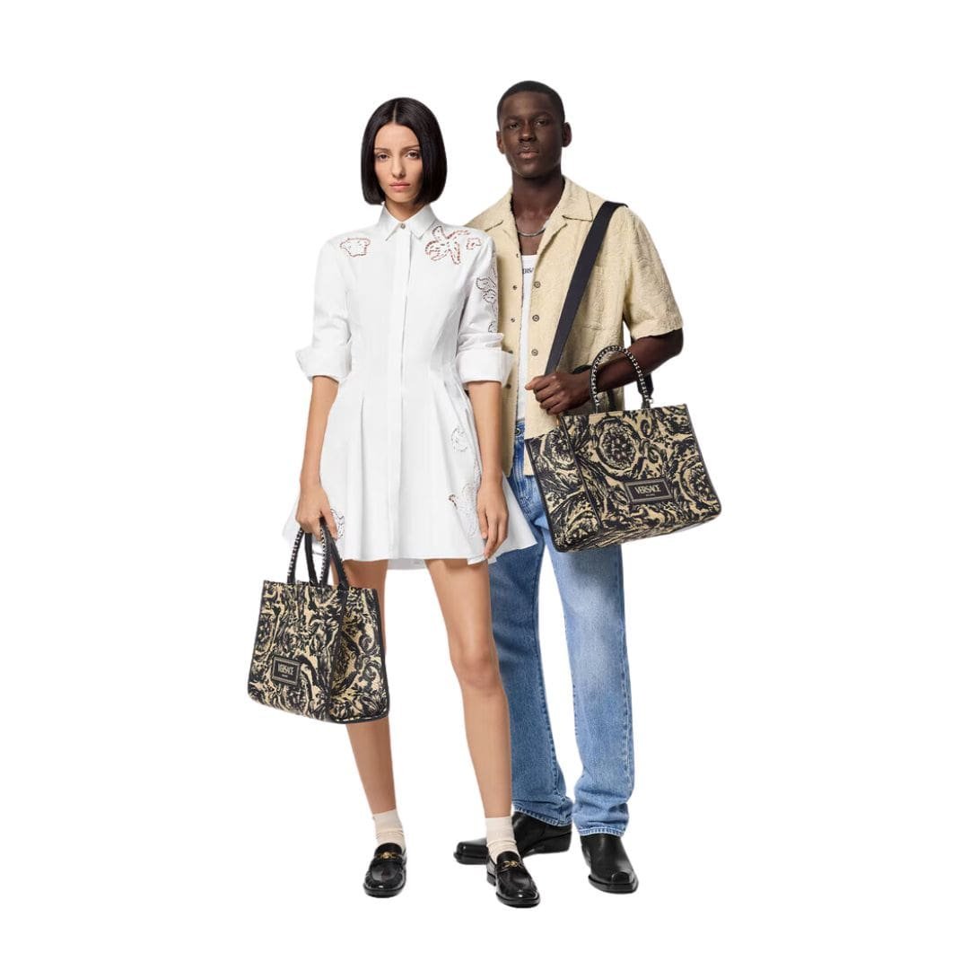 VERSACE BAROCCO ATHENA RAFFIA TOTE BAG - Image 6