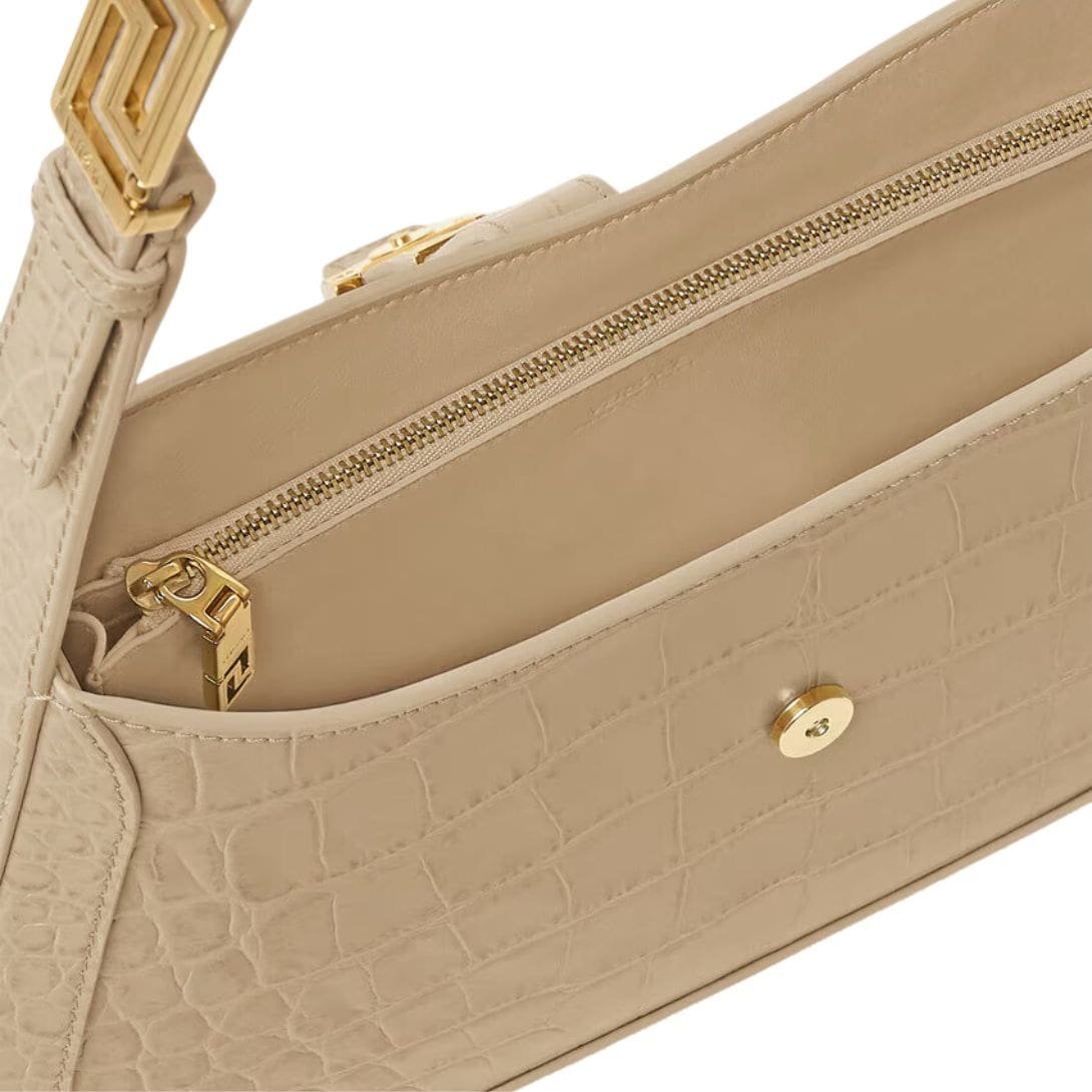 VERSACE CROC-EFFECT GRECA GODDESS HOBO BAG - Image 4