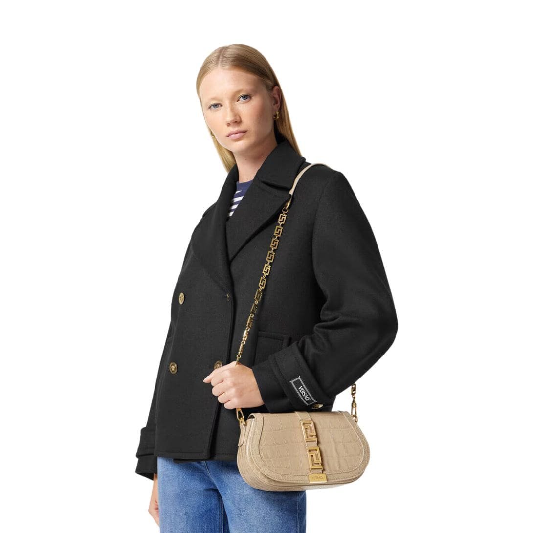 VERSACE CROC-EFFECT GRECA GODDESS SHOULDER BAG - Image 7