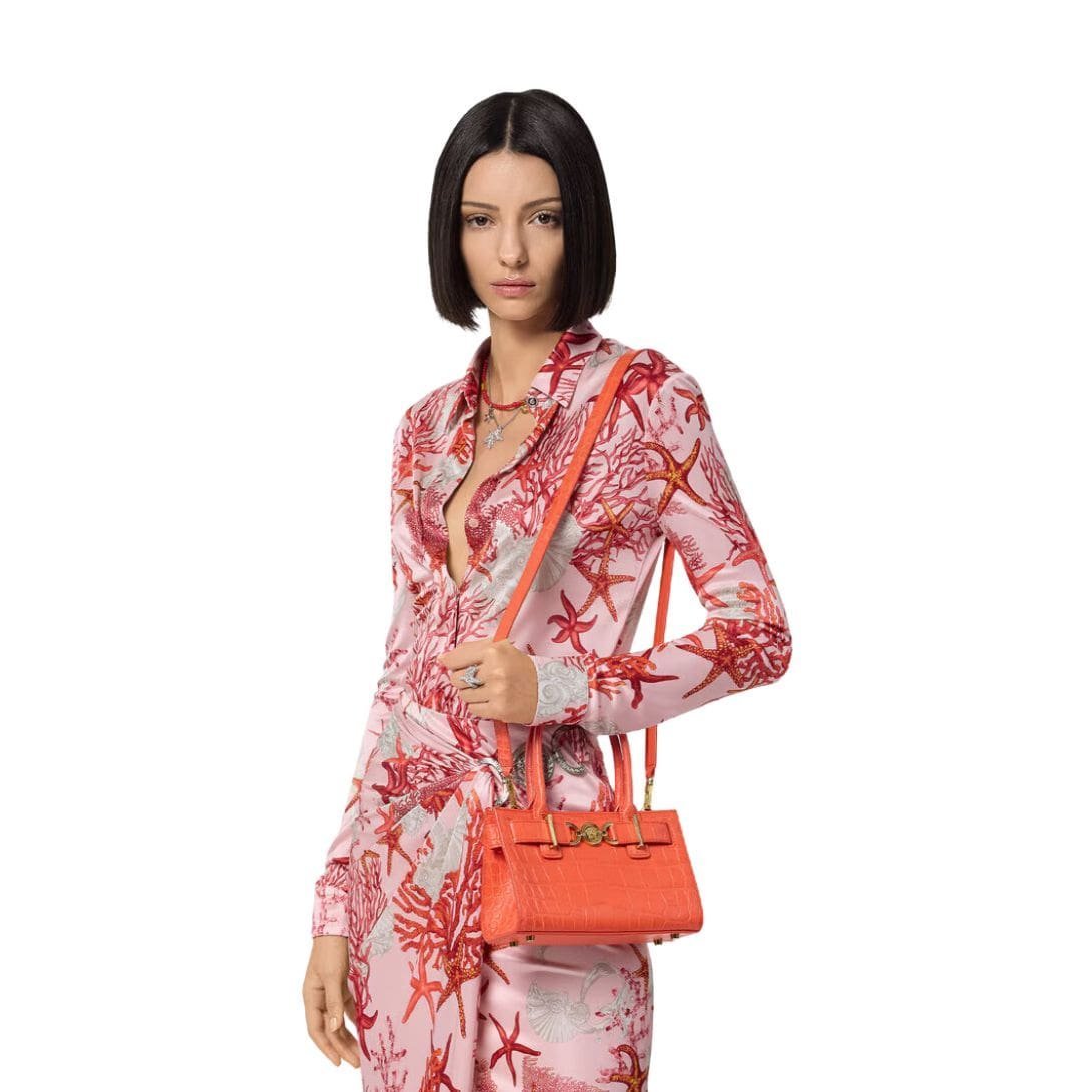 VERSACE CROC-EFFECT MEDUSA '95 SMALL TOTE BAG - Image 7