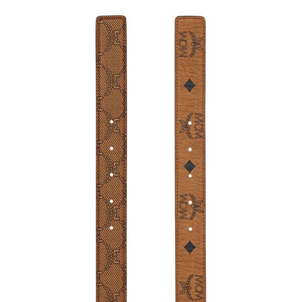 MCM HIMMEL BRASS PLATE REVERSIBLE MONOGRAM BELT COGNAC - Image 3