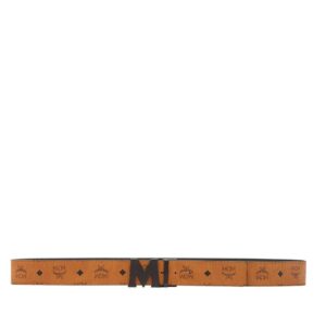 MCM CLAUS M REVERSIBLE BELT 1.75” IN VISETOS COGNAC