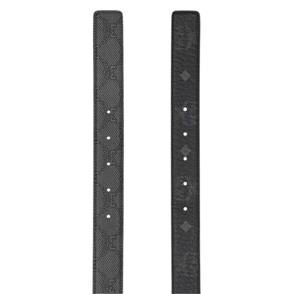 MCM HIMMEL BRASS PLATE REVERSIBLE MONOGRAM BELT GREY - Image 3