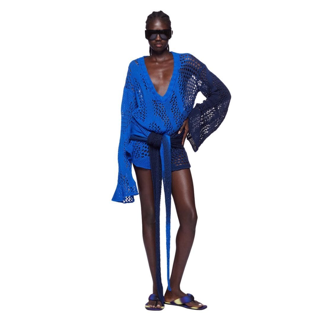 THE ATTICO BLUE AND LIGHT GREY MINI DRESS - Image 3