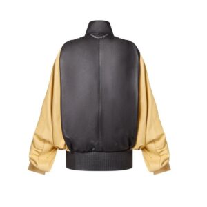 LOUIS VUITTON COLOR BLOCKED GATHERED LEATHER JACKET