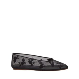 MAGDA BUTRYM MESH BALLET FLATS IN BLACK EMBROIDERY