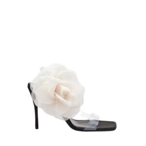 MAGDA BUTRYM ORGANZA FLOWER PVC SANDALS IN BLACK PINK