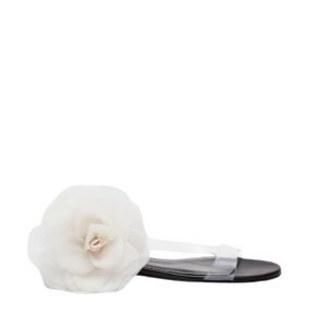 MAGDA BUTRYM ROSE PVC FLAT SANDALS IN BLACK CREAM