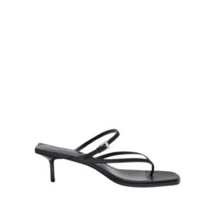 MAGDA BUTRYM LOW THONG HEEL SANDAL IN BLACK LEATHER