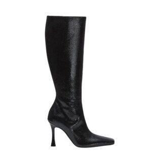 MAGDA BUTRYM SCALE-EMBOSSED KNEE HIGH BOOTS IN BLACK LEATHER