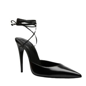 MAGDA BUTRYM POINTED-TOE MULE WRAP PUMPS IN BLACK LEATHER