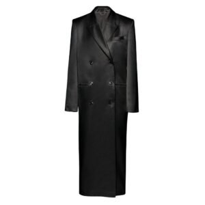 MAGDA BUTRYM CLASSIC DOUBLE BREASTED SILK COAT IN BLACK