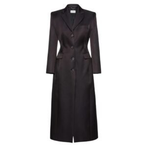MAGDA BUTRYM HOURGLASS SINGLE BREASTED SILK COAT IN BLACK